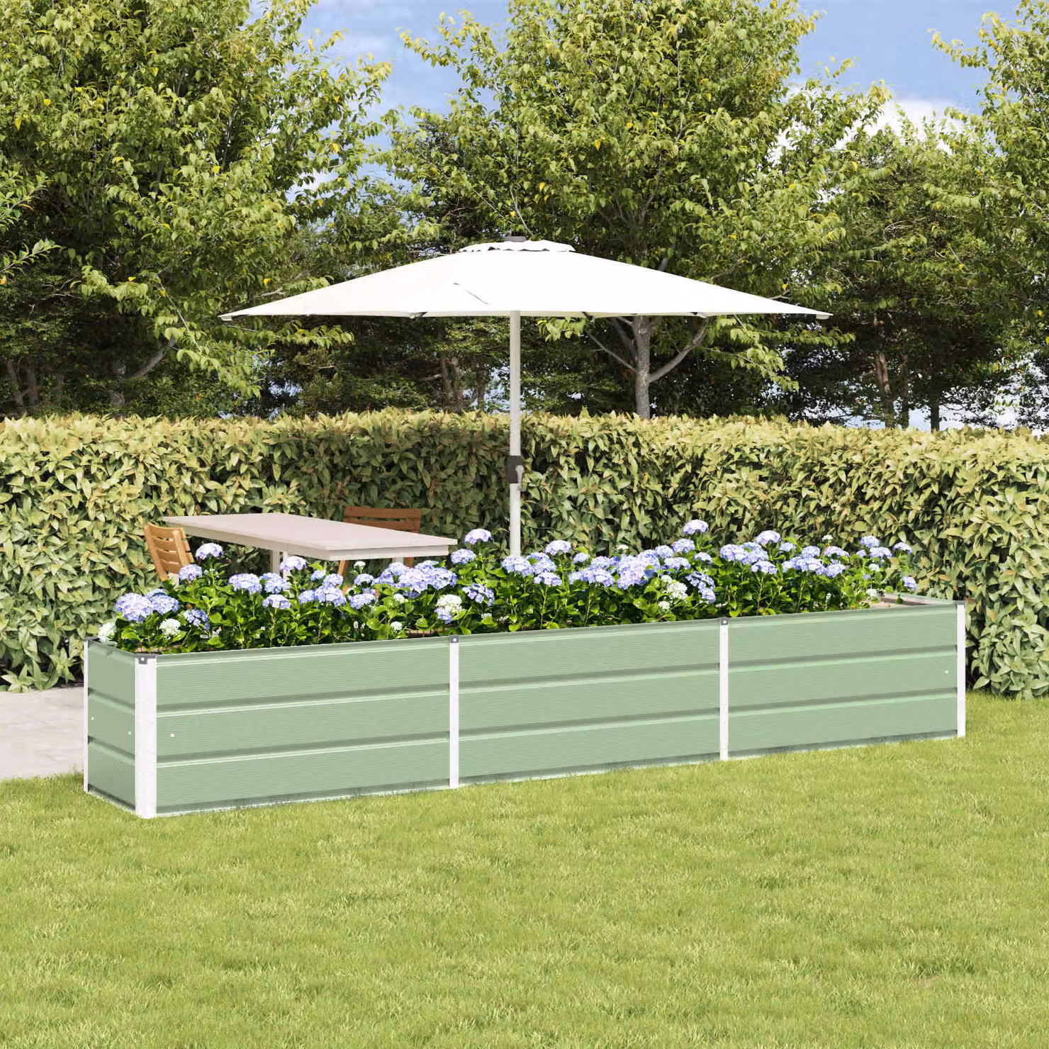 Fioriera vidaXL in acciaio zincato verde pastello L: 290 cm, P: 50 cm, H: 45 cm