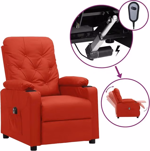 Poltrona Reclinabile Elettrica Rosso Vino in Similpelle 3098869