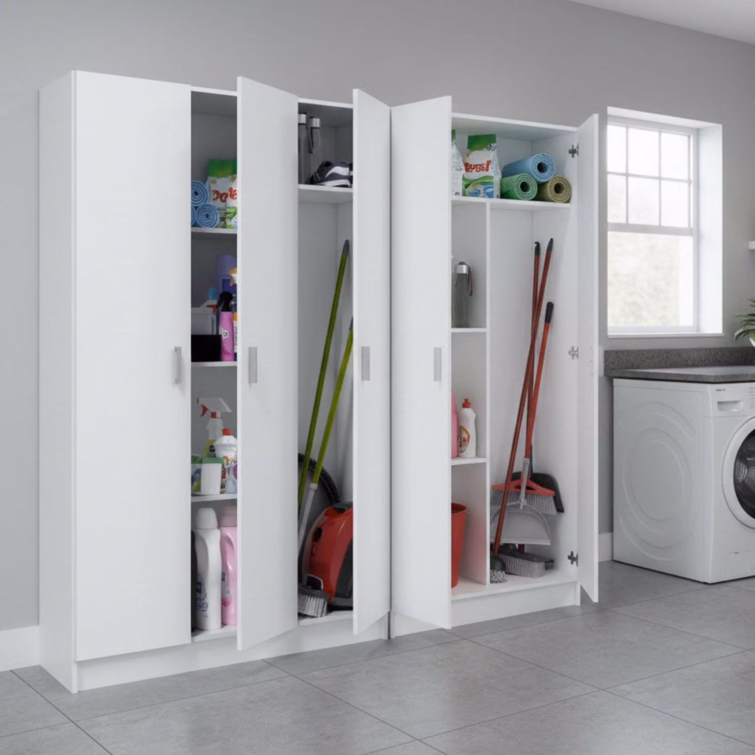 Codigoro - Armadio Multiuso Grande, 182x180h cm Bianco, Modulabile