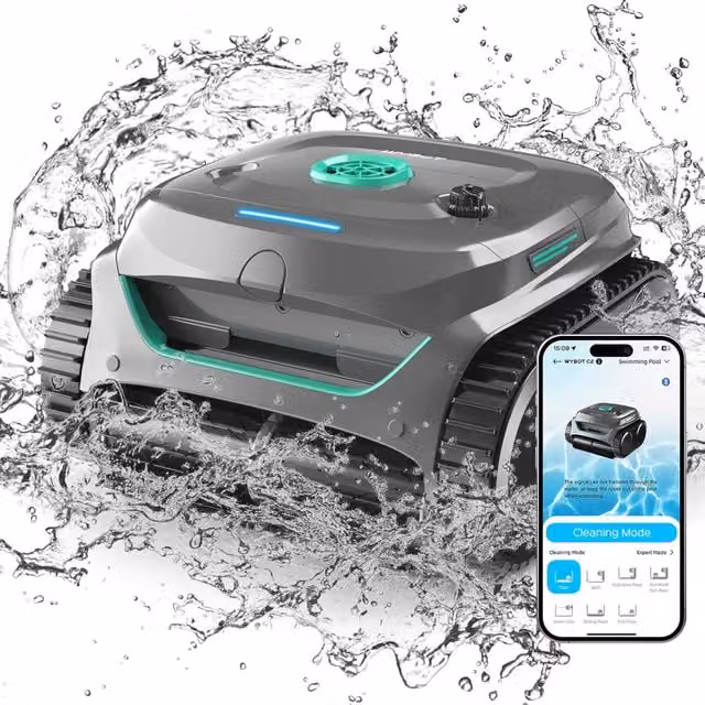 Robot Pulitore Piscina Wybot C2 con Batteria Ricaricabile per Piscine Fuori Terra e Interrate, Grigio e Verde – 2