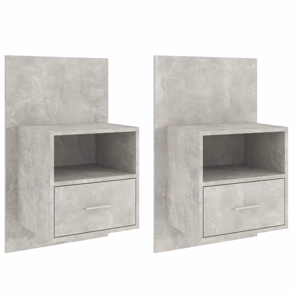 Set di 2 Comodini da Muro Design Mania Grigio Cemento Moderni – 2