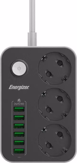 Energizer EPB2500W01EU, 2 m, da interno, bianco, nero, 3 prese CA / prese CA, 100 - 250 V, 2500 W
