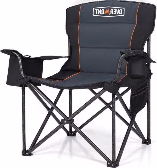 Grande sedia da campeggio portatile con portabicchieri e borsa termica - portata massima 204 kg