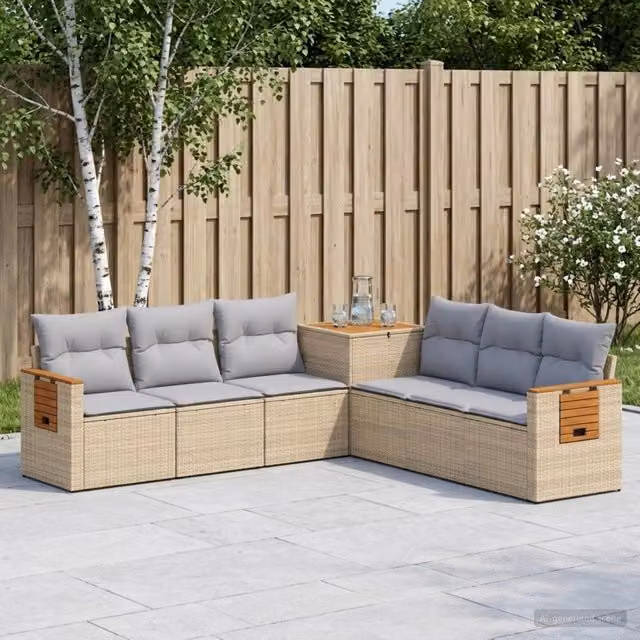 Set di divani 7 pz Beige e Grigio Chiaro 123 x 62 x 69 cm 3448879