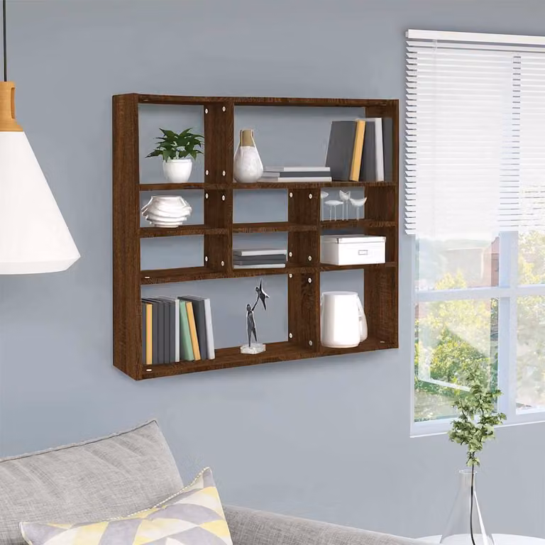 Scaffale a Parete Moderno vidaXL in Legno Rovere Marrone L: 90 cm, P: 16 cm, H: 78 cm