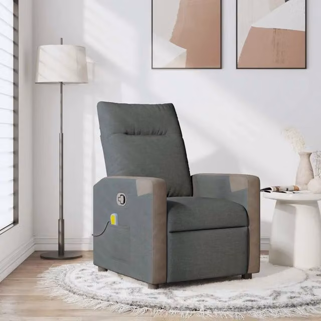 Poltrona Relax Reclinabile vidaXL in Tessuto Grigio con Braccioli e Regolazione Manuale