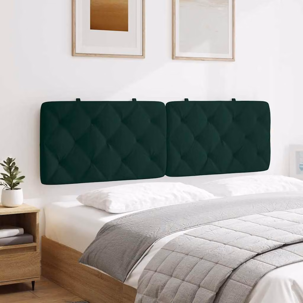 vidaXL Cuscino Testiera in Velluto Verde con Design Geometrico per Camera da Letto, L: 162 cm