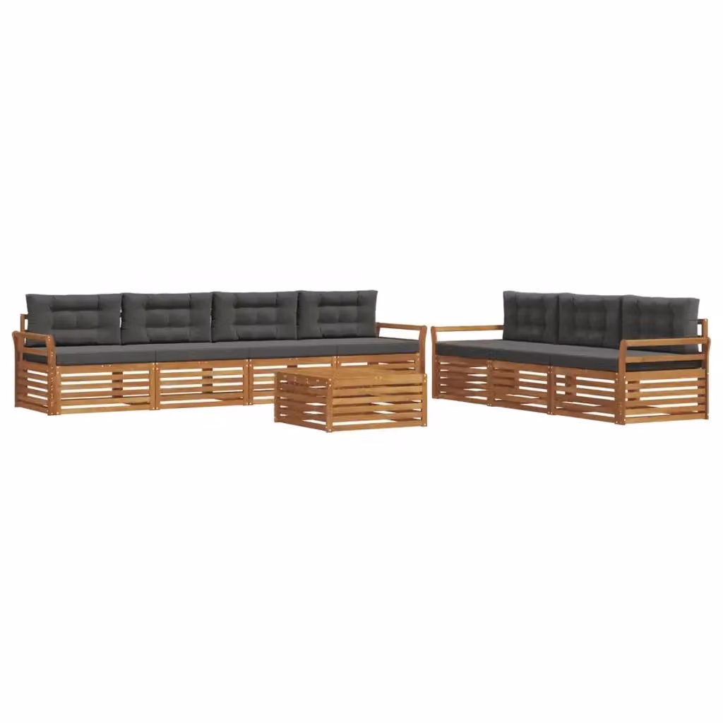 Set di mobili da esterno vidaXL composto da 8 pezzi con divani, sedute e tavolino in legno di acacia, colori antracite e beige – 2