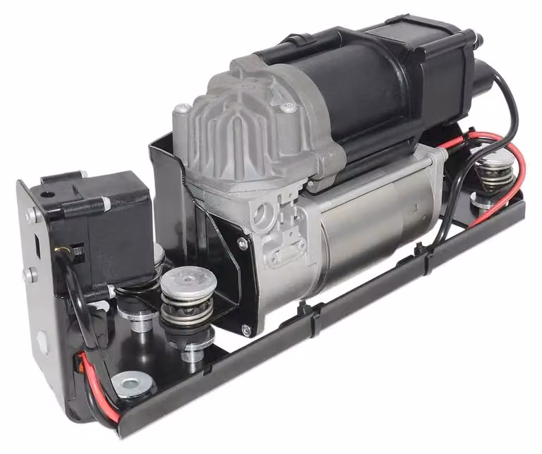 Compressore per sospensioni pneumatiche - AP03 - Con unità elettronica - Con supporto e gruppo valvole - Per BMW Serie 5 F07/F11 e Serie 7 F01–F04 - Codici originali (OE): 37206784137, 37206789165