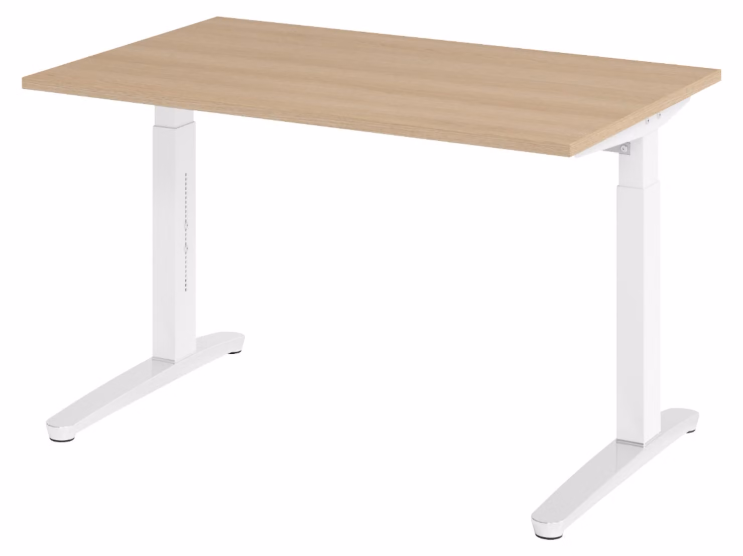 Scrivania bümö serie XB - Dimensioni: 120 x 80 cm, finitura: rovere, struttura: bianco/alluminio lucido