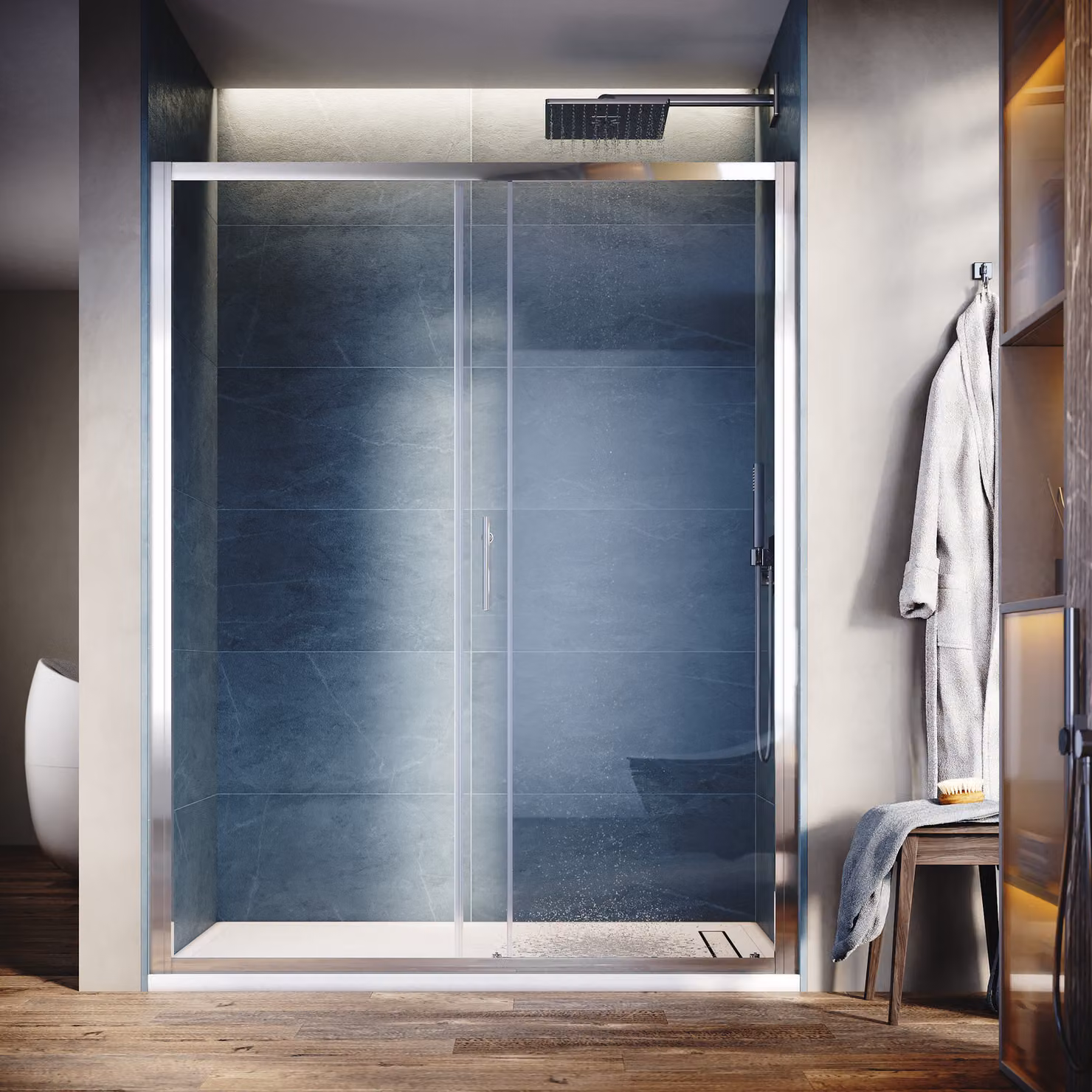 Porta scorrevole per doccia 100cm x 185 cm Vetro ESG Cabina doccia Porte scorrevoli per doccia Parete doccia Porta per nicchia Doccia Porta per doccia Vetro di sicurezza temperato Altezza: 185cm