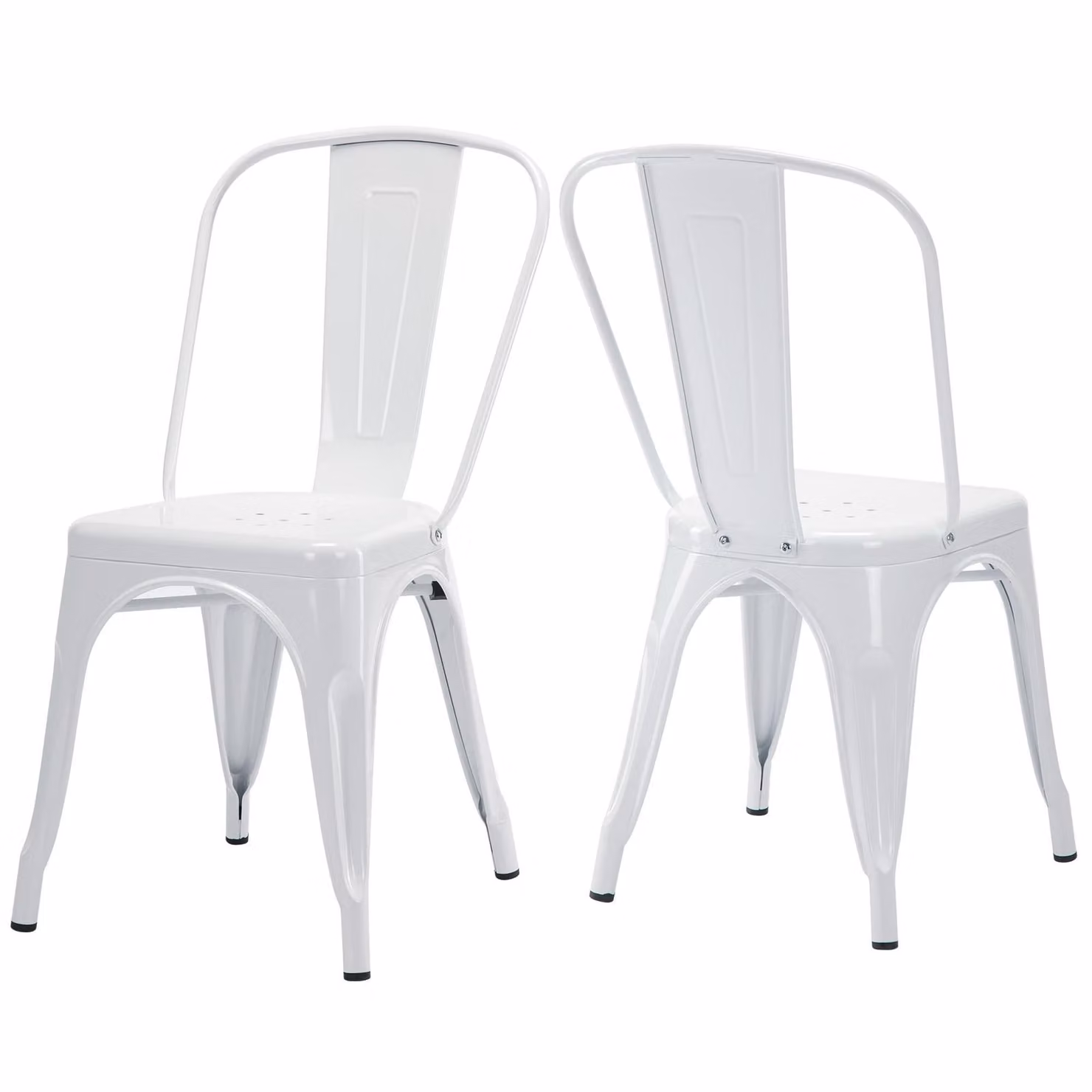 Duhome sedie bistrot in metallo set di 2 sedie da pranzo in ferro con schienale, sedie da cucina impilabili design industriale, bianco