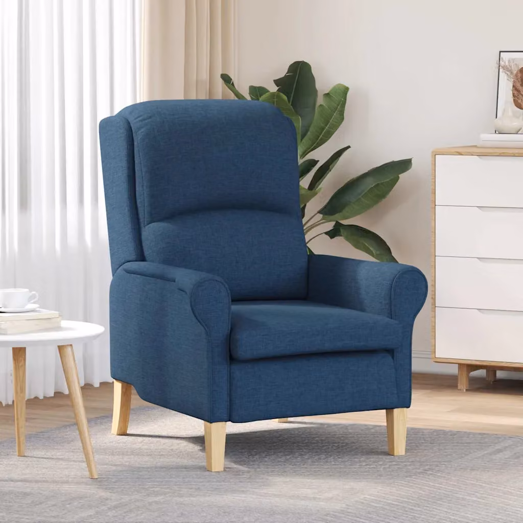 Poltrona moderna vidaXL in tessuto blu con braccioli L/P/H: 76 x 94 x 102 cm – 1