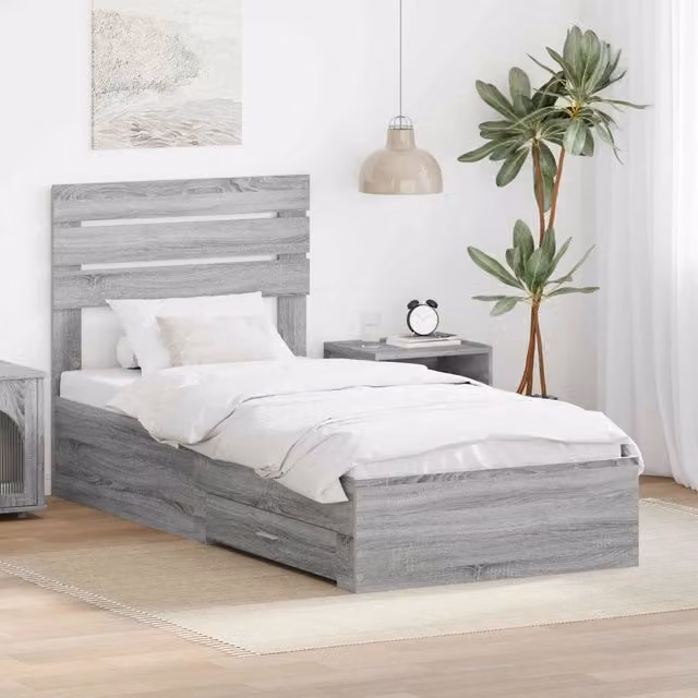 Struttura del letto con cassetto Grigio Sonoma 90 x 200 cm 3411688