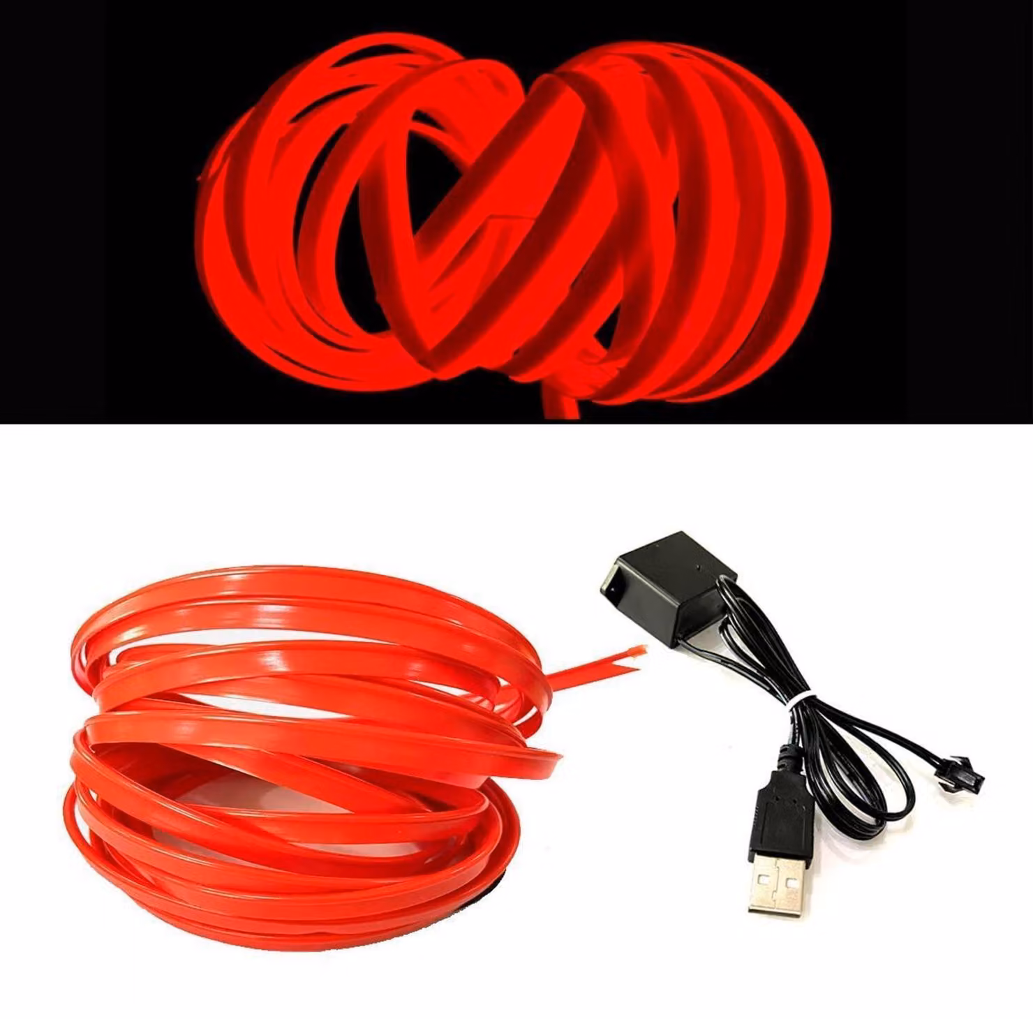 Cavo EL, rotolo da 5 metri, tubo neon flessibile a corrente continua (DC) da 5V, ideale per illuminazione interna e decorazione di automobili