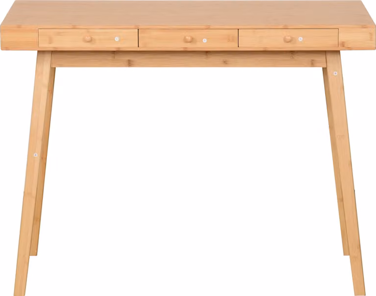 Scrivania con 3 cassetti in bambù Scrivania da lavoro per ufficio o studio 100x50x75cm Naturale