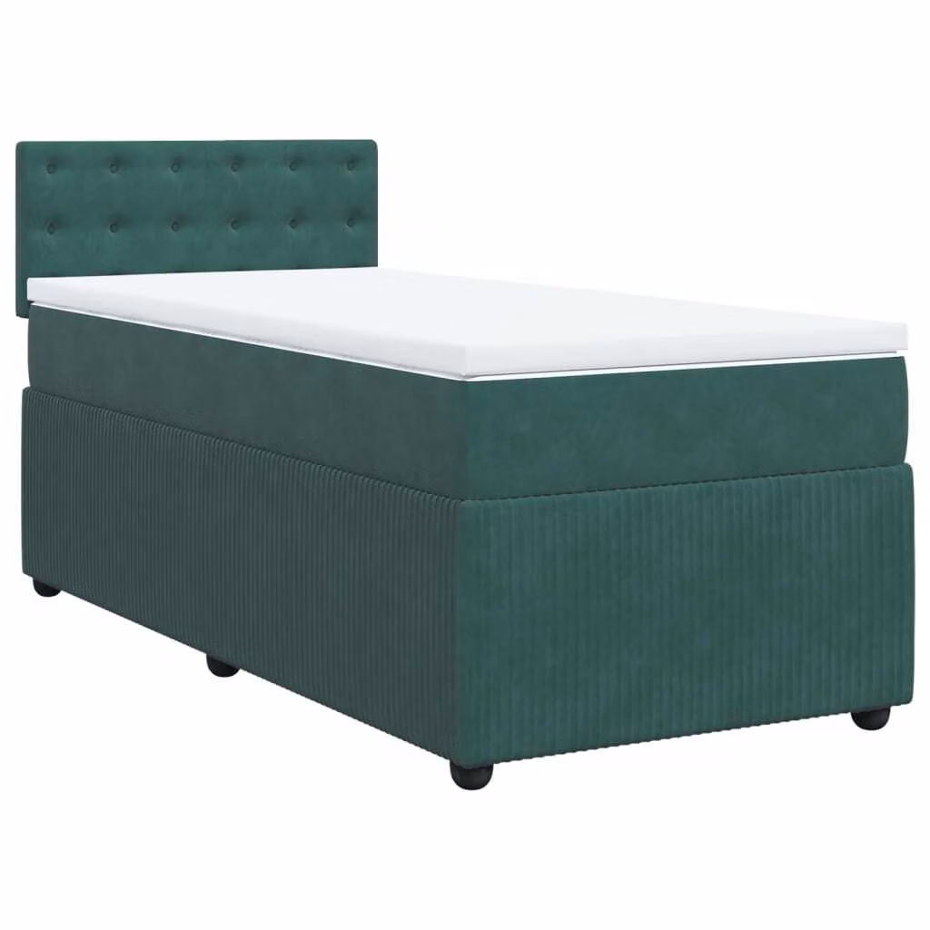 Giroletto a Molle con Materasso Verde Scuro 90x190 cm Velluto
