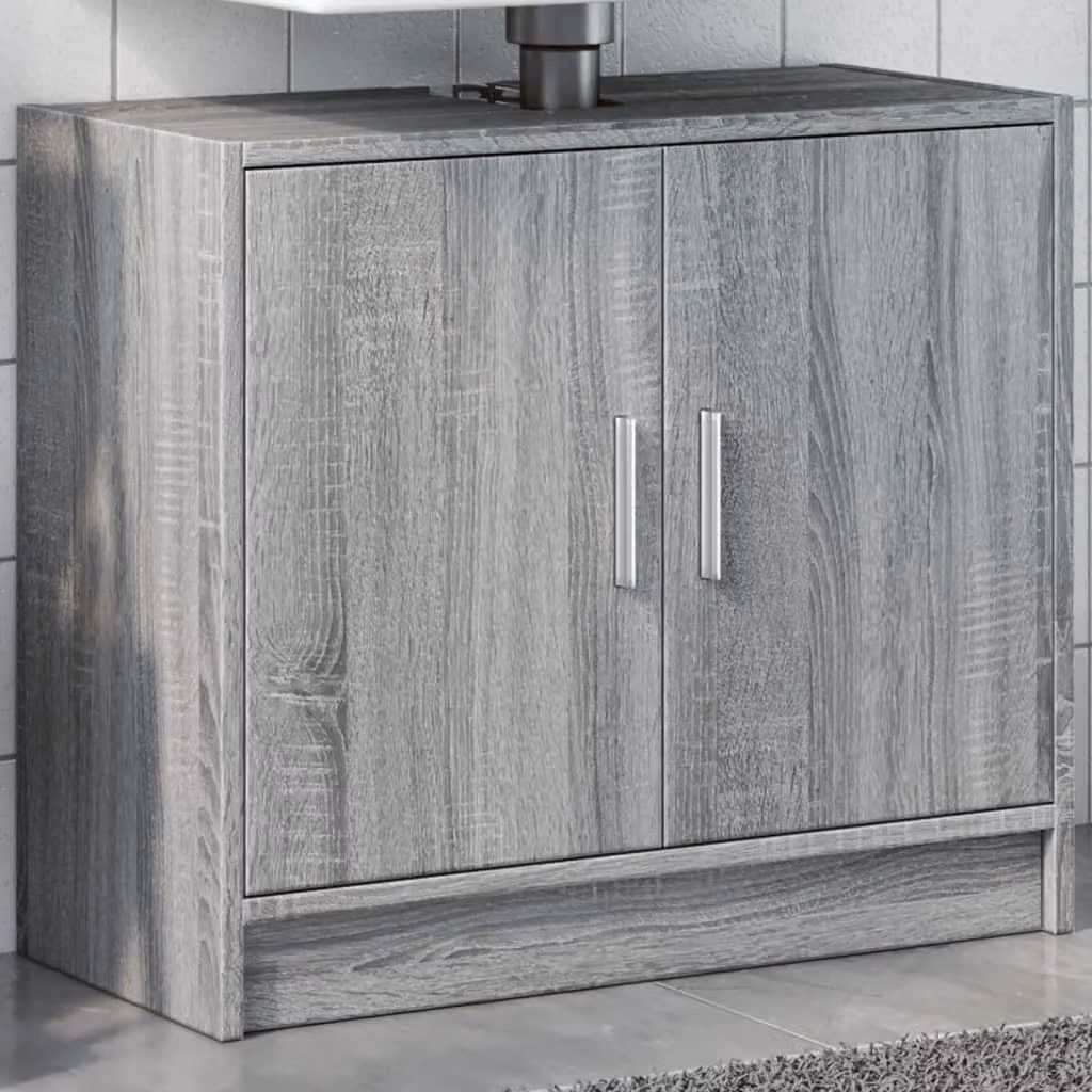 Mobile Lavabo vidaXL Grigio Sonoma in Legno Multistrato e MDF, L: 63 cm, P: 29 cm, H: 55 cm