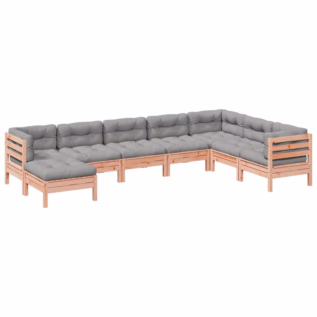 Set Divani da Giardino 8 pz con Cuscini Massello Abete Douglas