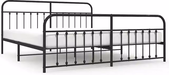 Letto matrimoniale con testiera e pediera in metallo nero L: 198 cm, P: 207 cm