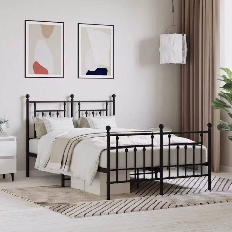 vidaXL Giroletto in metallo nero con testiera e pediera L/P: 120 x 200 cm