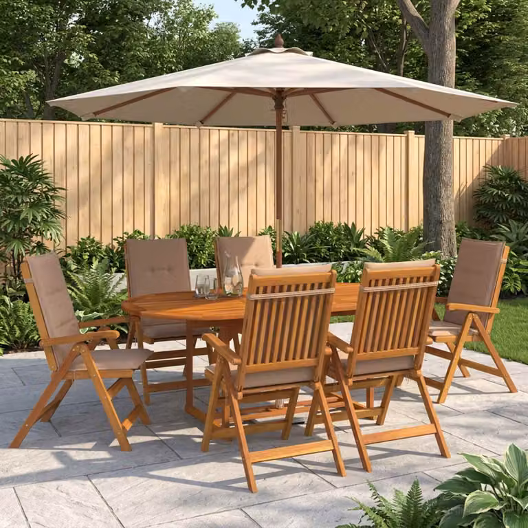 Set da pranzo da giardino vidaXL in legno di acacia naturale composto da 7 pezzi