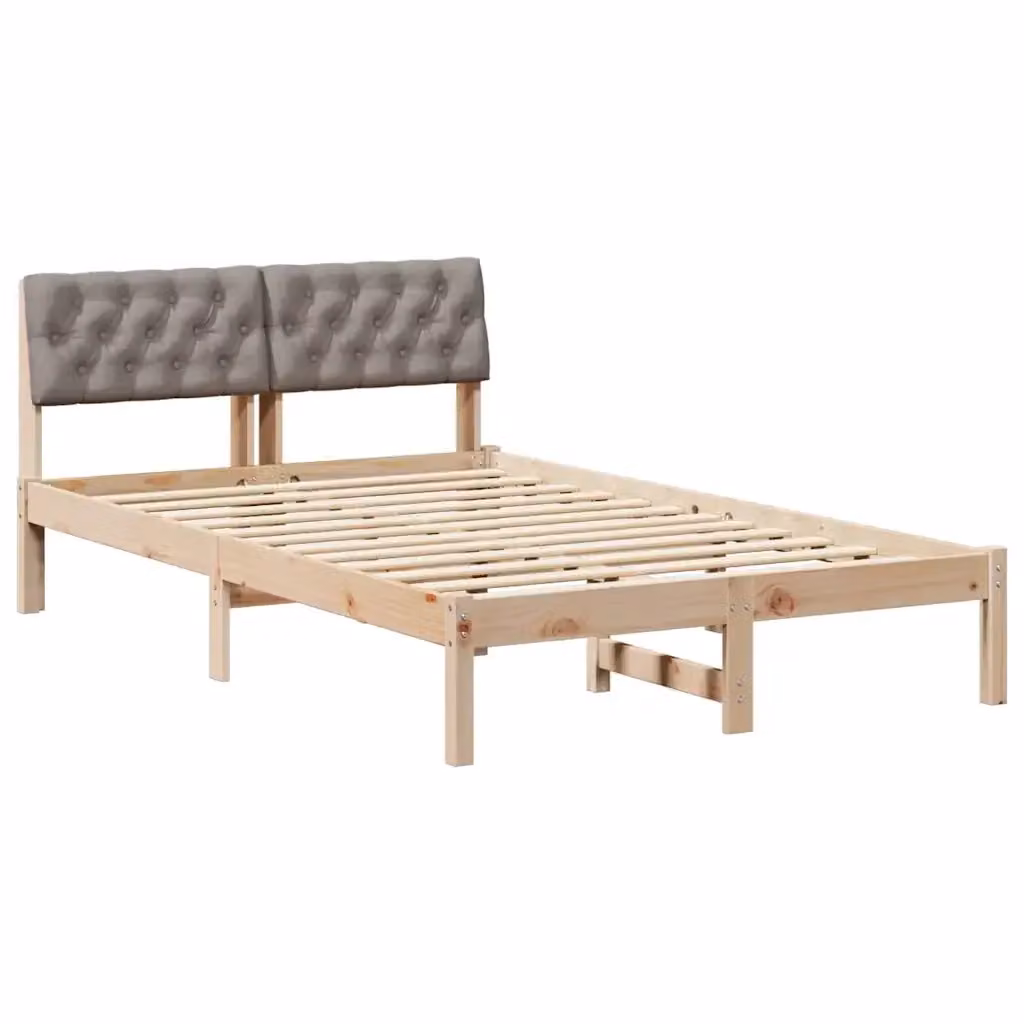 Struttura del letto con testiera vidaXL in legno di pino, marrone e beige, L 120 x P 200 cm – 2