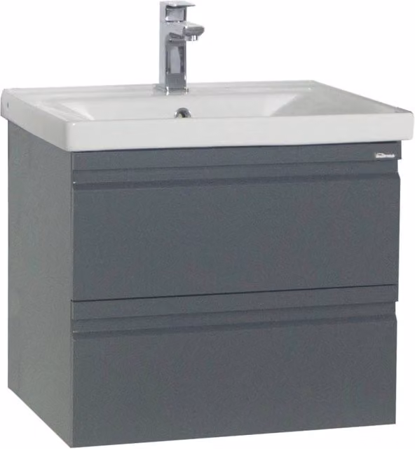 Sistema di Ezooza Set Bagno 2 Pezzi Mobile Large e Lavabo , Antracite ,