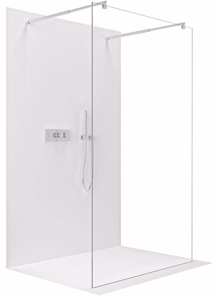 CERANO - Box doccia Walk-in Onyx Duo L/P - 8 mm - montante arrotondato - cromato, vetro trasparente - 80x200 cm