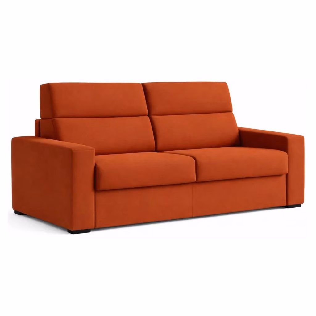 Divano Letto 2 Posti Sonico DMORA Arancione con Rivestimento Sfoderabile e Funzione Letto L/P: 200 x 95 cm – 2