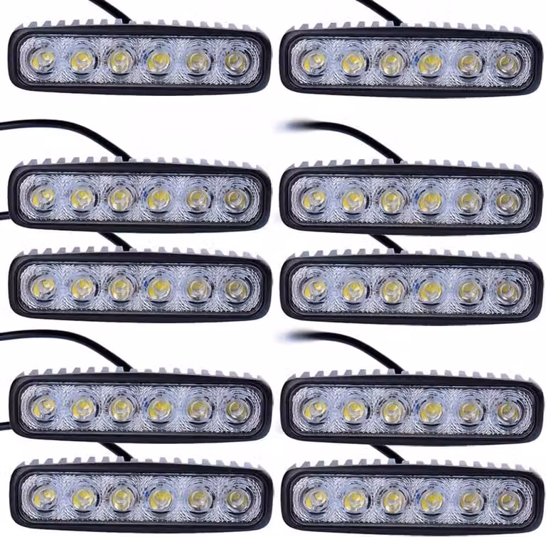 Greenmigo 10pcs 18W LED luce di lavoro bianco 12V 24V riflettore lavoro luce bar faro lavoro luce offroad lavoro lampada
