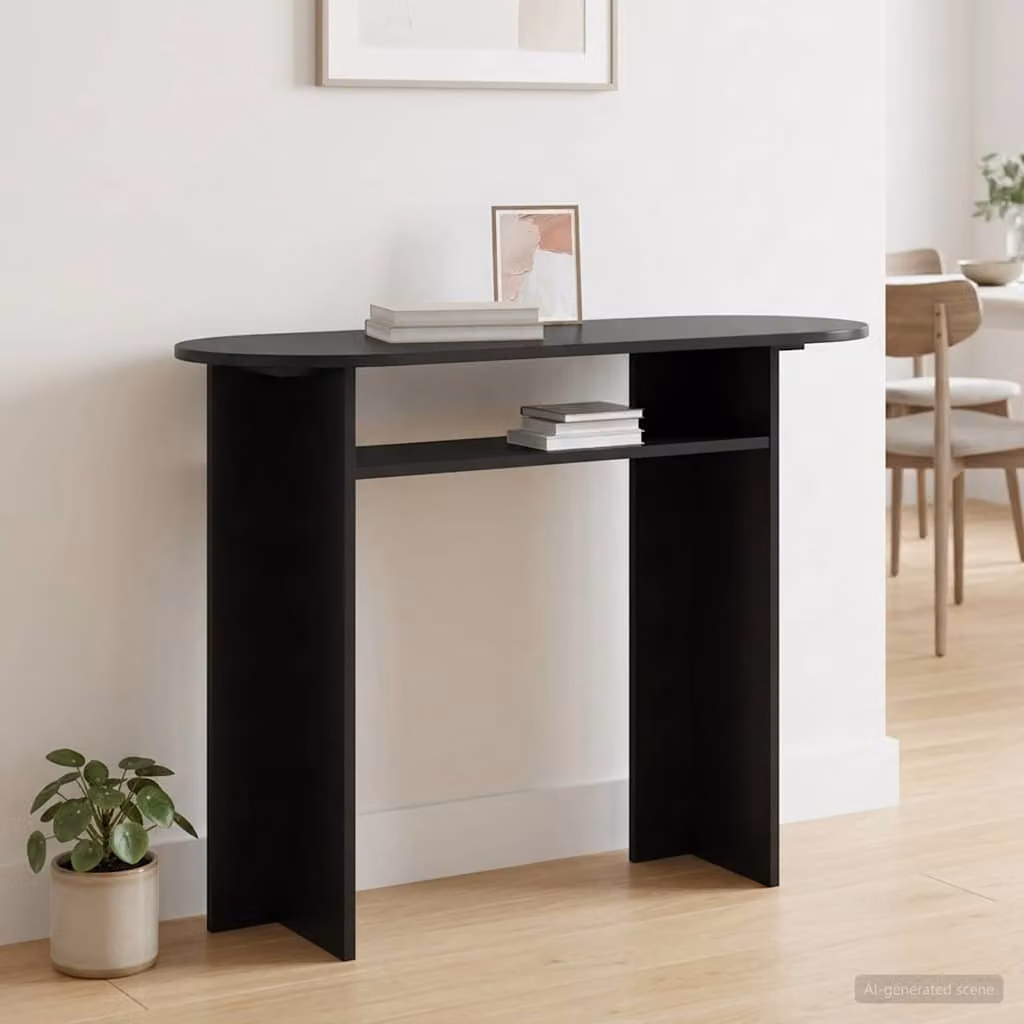 vidaXL Tavolo consolle moderno in MDF laminato rovere nero L 100 x P 39,5 x H 75 cm
