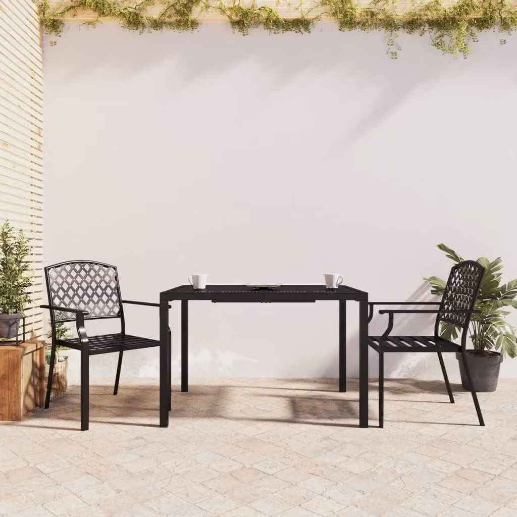 Set da pranzo da giardino vidaXL in acciaio antracite opaco, 3 pezzi