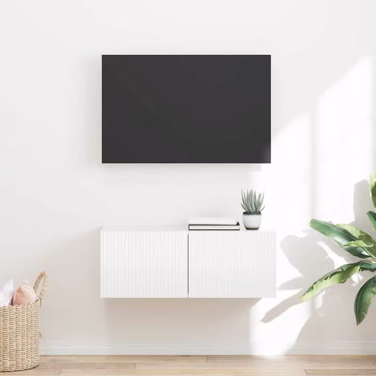 Mobile TV da parete moderno vidaXL Bianco L: 78,5 cm, P: 30 cm, H: 29,5 cm