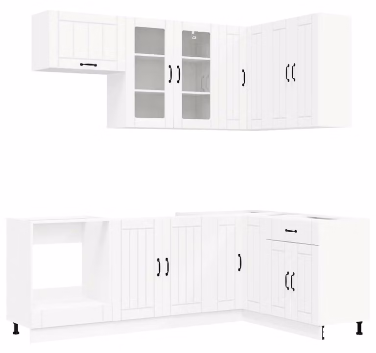 Set cucina LUCCA, 8 pezzi, bianco, realizzato in materiale composito di legno