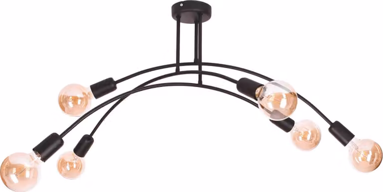 Lampada da soffitto ŁUK 6 Loft Nero 6xE27 Illuminazione moderna in metallo per soggiorno e ufficio
