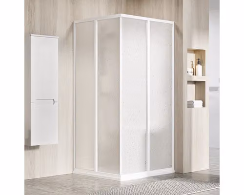 Un lato della cabina doccia RAVAK SRV2-80 195 S bianco+perla 14V401O211