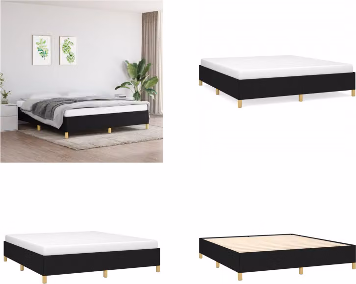 vidaXL Letto Boxspring nero 160x200 cm in tessuto - Letto Boxspring - Boxspringbetten - Bett - Schlafzimmermöbel