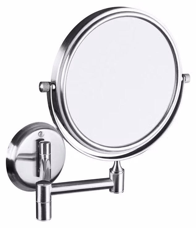 Specchio cosmetico Bemeta Neo a doppia faccia, diametro 140 mm, in acciaio inox.