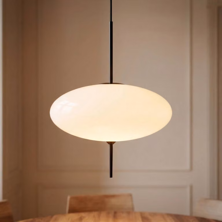 Lampada a sospensione in vetro Hikari Lindby, dimmerabile, Bianco / Opale, Soggiorno / Sala da pranzo, Vetro, Moderno, Lampada a sospensione