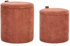 Set di pouf Ginger Bizzotto arancione in tessuto moderno con forma cilindrica