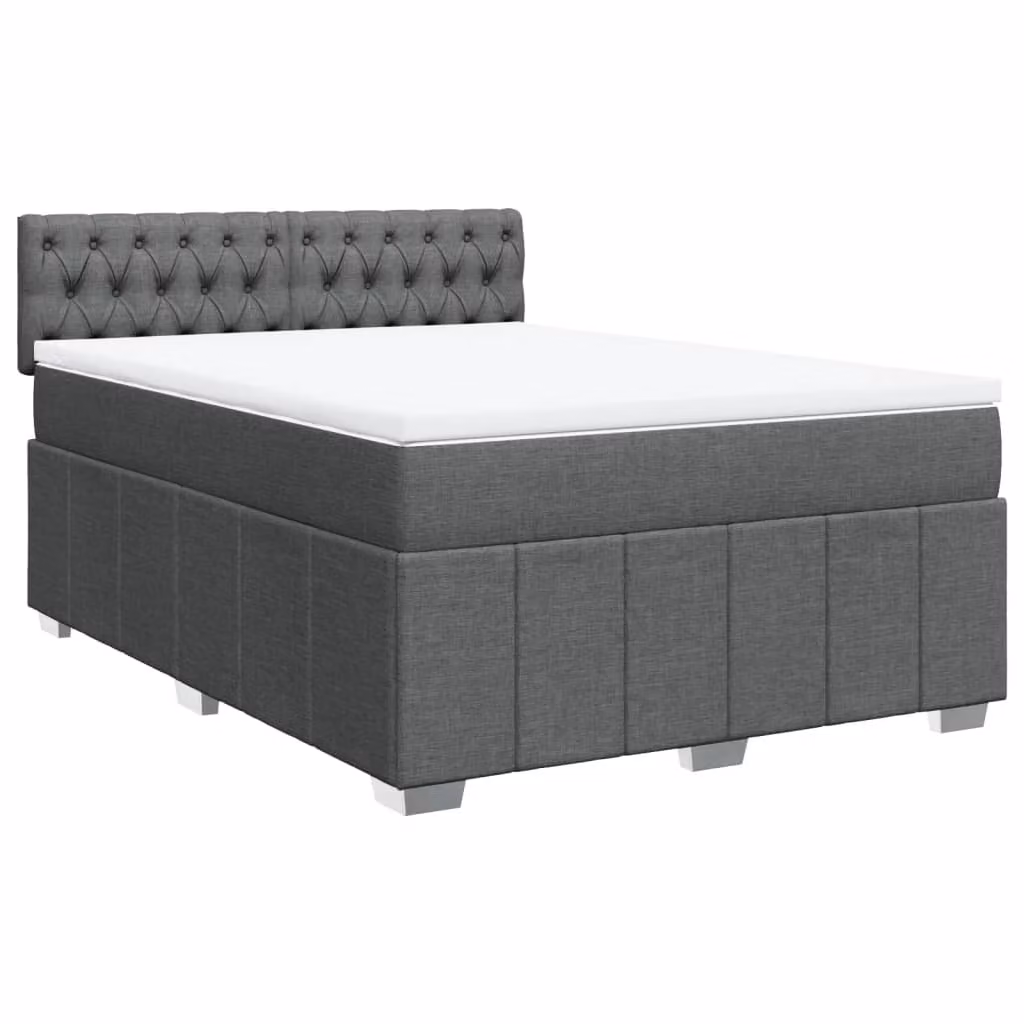 Giroletto a Molle con Materasso Grigio Scuro 140x190 cm Tessuto
