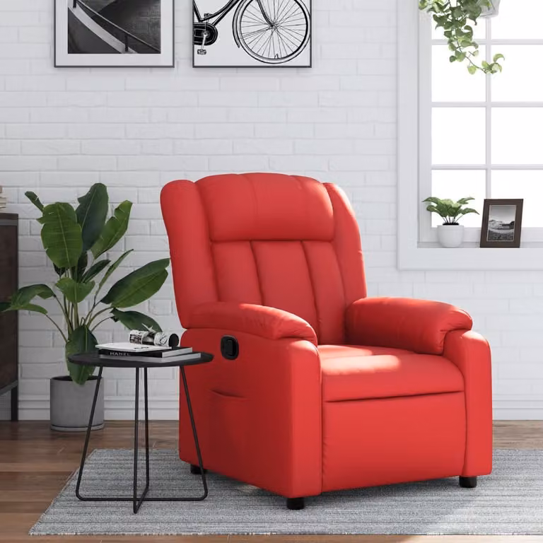 Poltrona Reclinabile Relax vidaXL in Similpelle Rossa con Braccioli e Regolazione Manuale