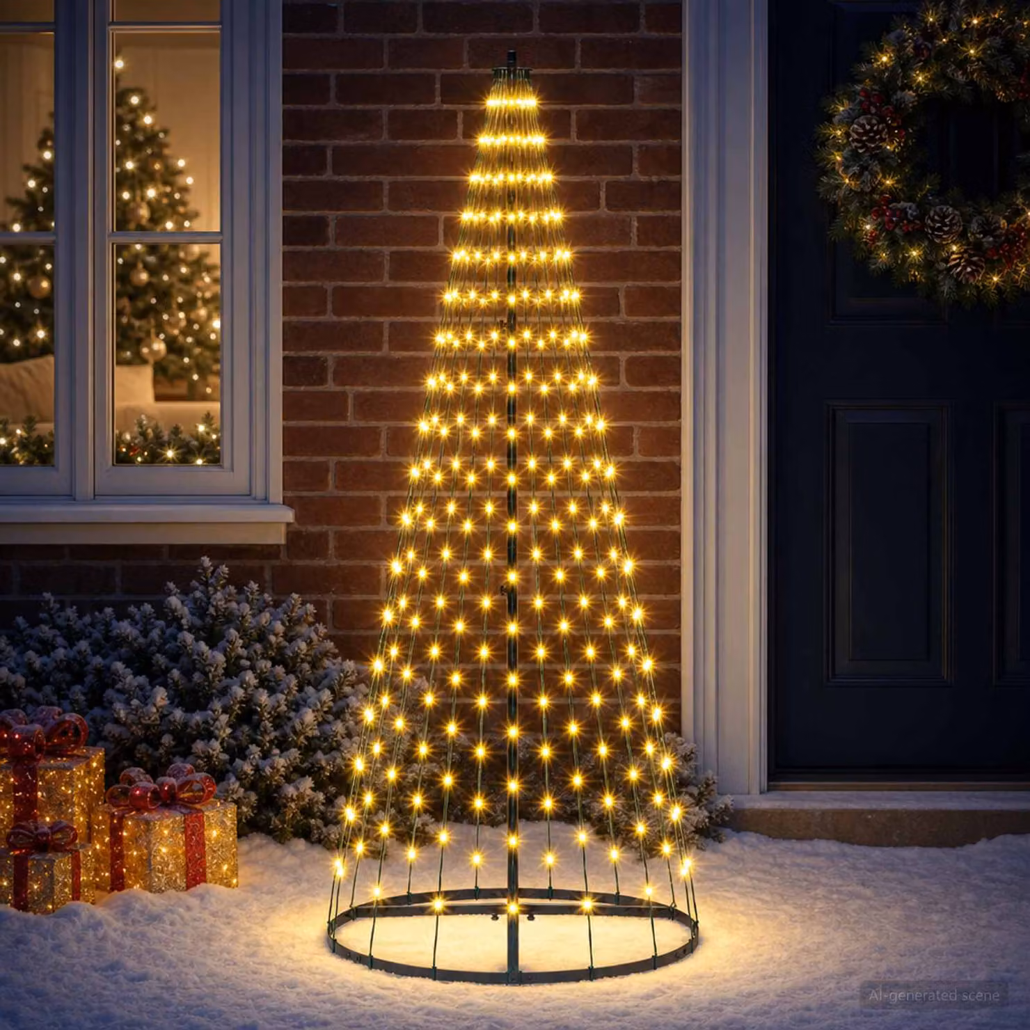 vidaXL Albero di Natale LED 165 cm 270 LED Bianco caldo Ferro Nero