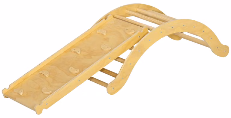 Set di struttura per arrampicata AIYAPLAY 4 in 1 con scivolo e triangolo da arrampicata in legno per interni
