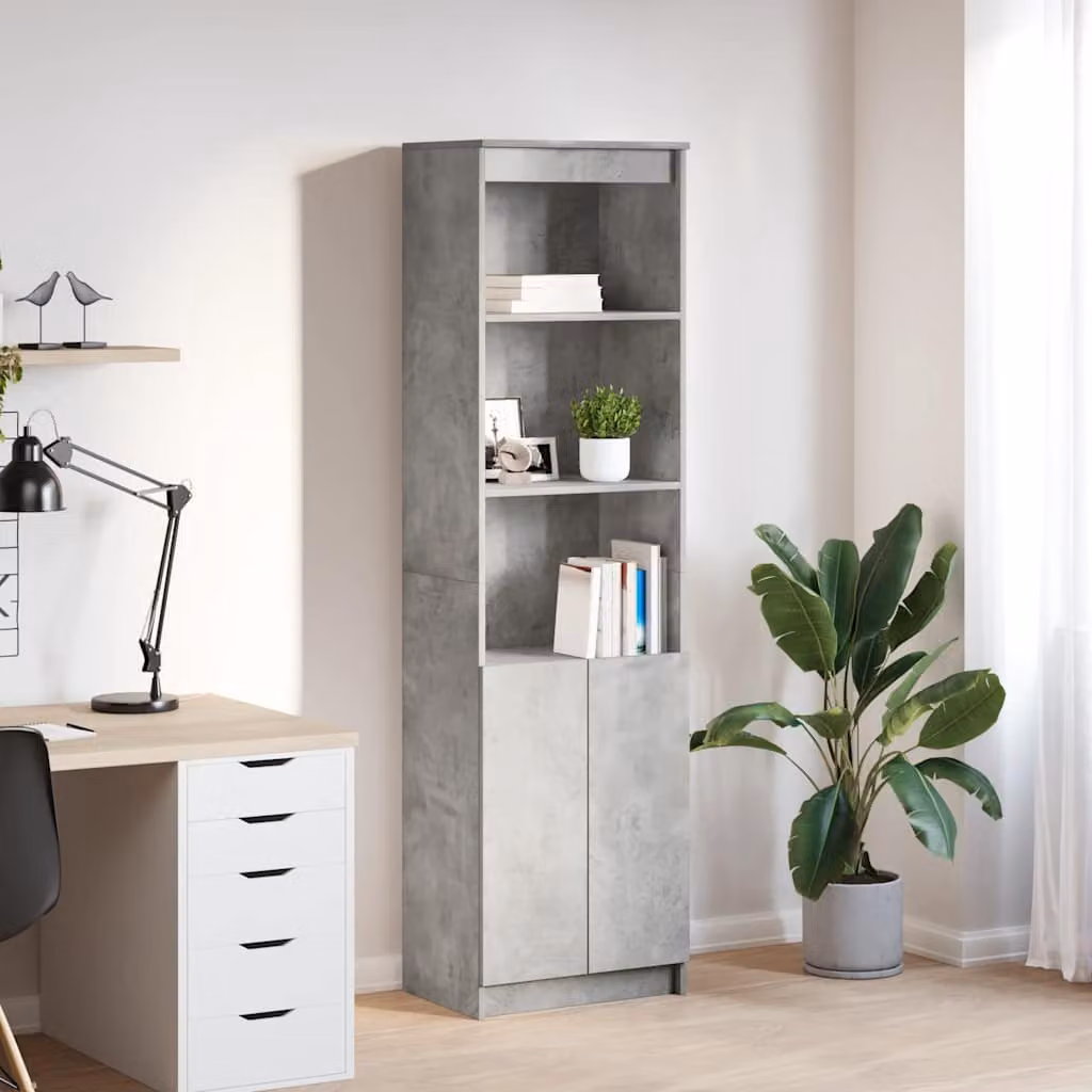 Credenza a parete moderna vidaXL in legno grigio con ante a battente e ripiani interni L: 50 cm, P: 35 cm, H: 180 cm