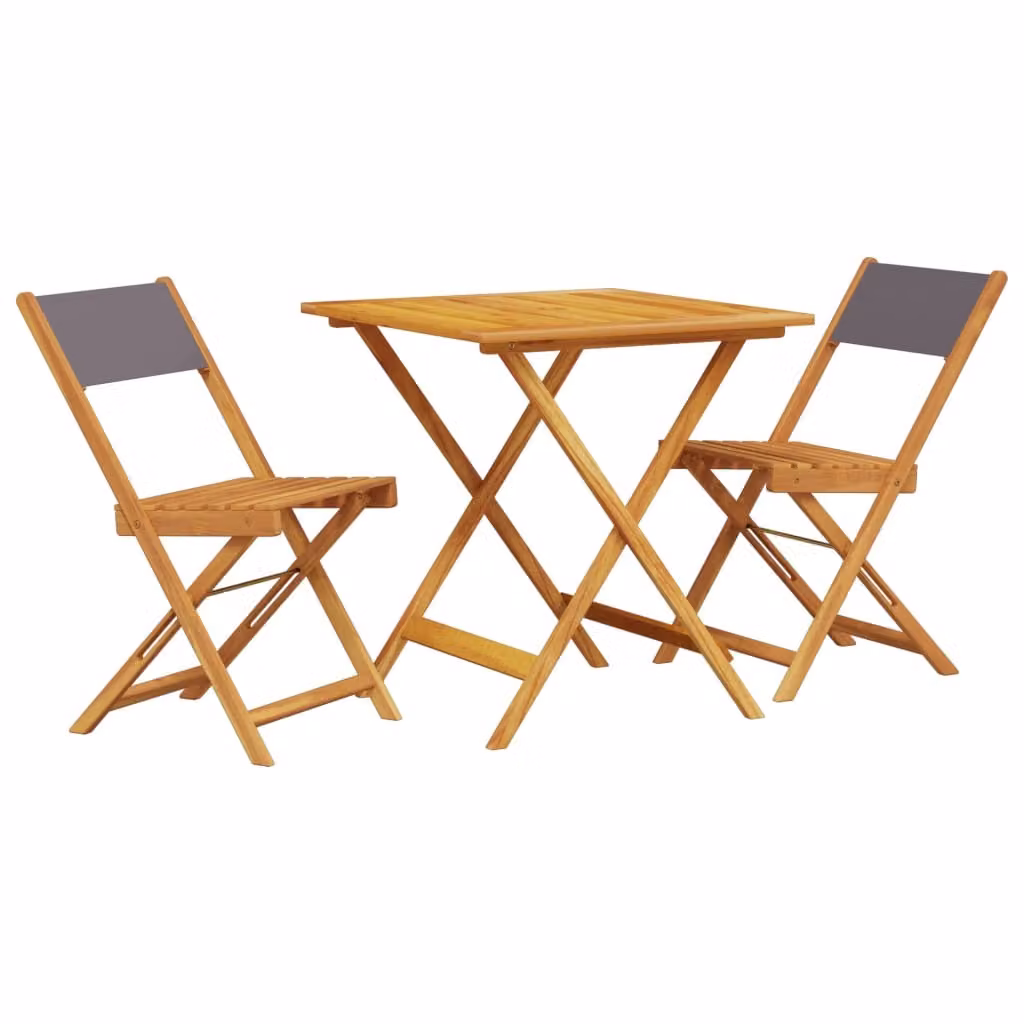 Set da Bistrot 3pz Antracite in Tessuto e Legno Massello