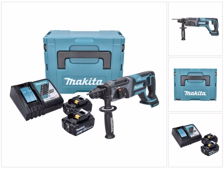 Makita DHR 241 RTJ 18 V Tassellatore a batteria con attacco SDS-Plus in valigetta Makpac + 2x Batterie 5,0 Ah + Caricatore rapido