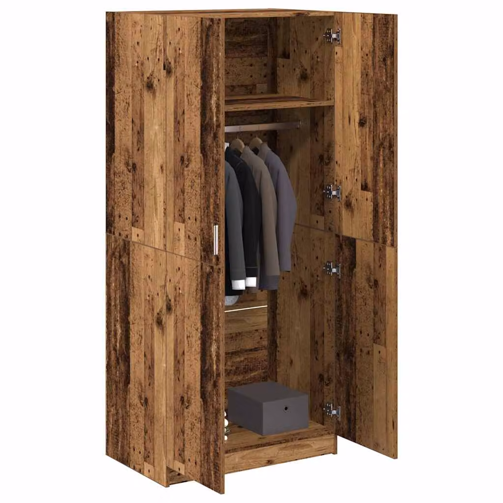 vidaXL Armadio in Legno Antico Marrone con Ante a Battente L: 80 cm, P: 52 cm, H: 180 cm – 1