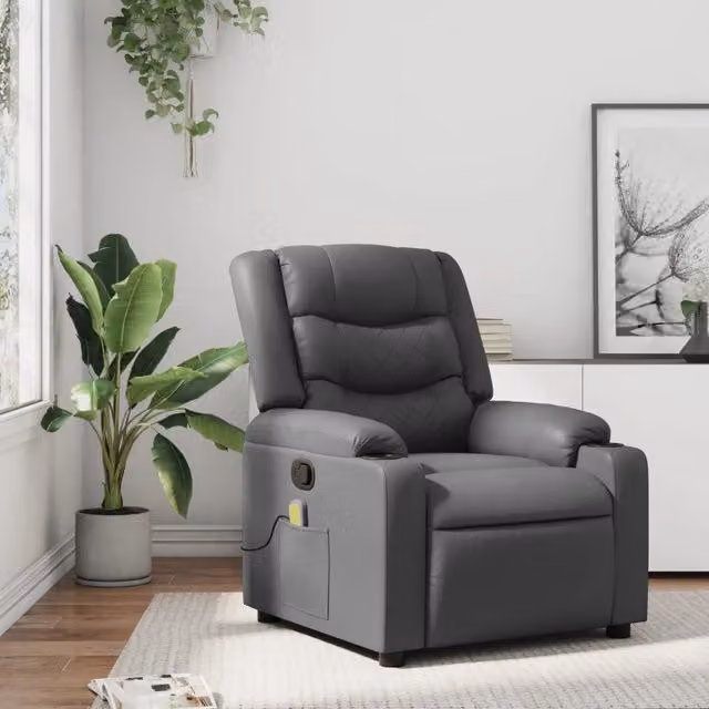 Poltrona reclinabile relax vidaXL in similpelle grigia con braccioli